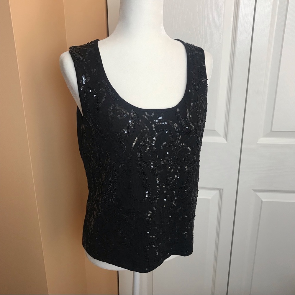 Jones New York Bead & Sequin Detail Sparkle Top Size Large NWT